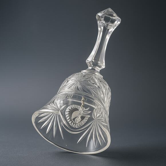 Vintage Raimond Italy 24% Etched Hand Cut Lead Crystal Dinner Bell 7.5" Tall - Picture 2 of 5